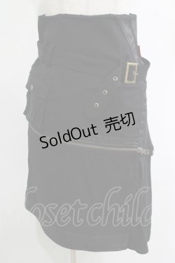 画像1: Ozz Croce / 異素材切替アシメスカート  黒 H-25-11-07-019-OO-SK-KB-ZH