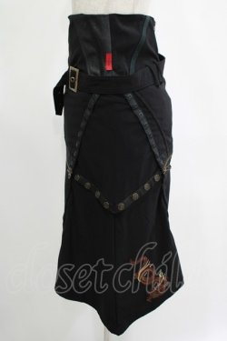 画像2: Ozz Croce / 異素材切替アシメスカート  黒 H-25-11-07-019-OO-SK-KB-ZH