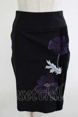 画像1: Ozz On / 刺繍サイドZIPスカート  黒 H-25-11-07-020-OO-SK-KB-ZH