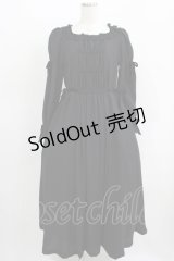 Moi-meme-Moitie / 別珍リボンロングワンピース 9 ブラック×ブラックリボン H-25-11-08-001-MO-OP-KB-ZH