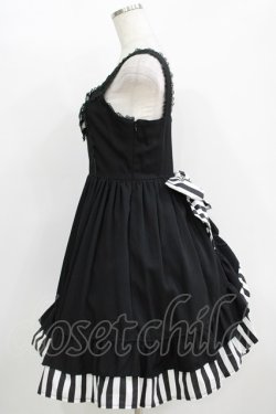 画像2: Dangerous nude / ストライプバッスルジャンパースカート  ブラック H-25-11-08-003-PU-OP-KB-ZH