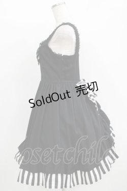 画像2: Dangerous nude / ストライプバッスルジャンパースカート  ブラック H-25-11-08-003-PU-OP-KB-ZH