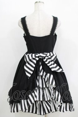 画像3: Dangerous nude / ストライプバッスルジャンパースカート  ブラック H-25-11-08-003-PU-OP-KB-ZH