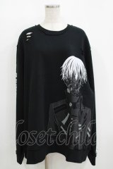 QOOZA / 東京喰種×QOOZA金木研 ダメージスウェット  ブラック H-25-11-08-045-PU-TO-KB-ZH