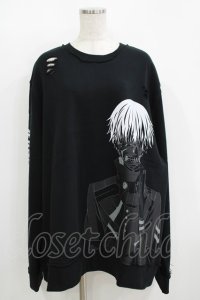 QOOZA / 東京喰種×QOOZA金木研 ダメージスウェット  ブラック H-25-11-08-045-PU-TO-KB-ZH