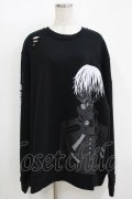 QOOZA / 東京喰種×QOOZA金木研 ダメージスウェット  ブラック H-25-11-08-046-PU-TO-KB-ZH