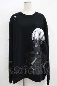 QOOZA / 東京喰種×QOOZA金木研 ダメージスウェット  ブラック H-25-11-08-046-PU-TO-KB-ZH