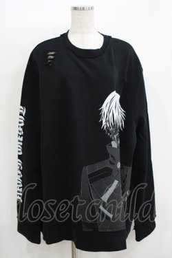 画像1: QOOZA / 東京喰種×QOOZA金木研 ダメージスウェット  ブラック H-25-11-08-047-PU-TO-KB-ZH