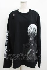 QOOZA / 東京喰種×QOOZA金木研 ダメージスウェット  ブラック H-25-11-08-049-PU-TO-KB-ZH