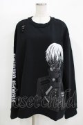 QOOZA / 東京喰種×QOOZA金木研 ダメージスウェット  ブラック H-25-11-08-050-PU-TO-KB-ZH