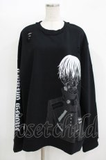 画像1: QOOZA / 東京喰種×QOOZA金木研 ダメージスウェット  ブラック H-25-11-08-050-PU-TO-KB-ZH (1)
