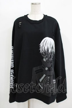 画像1: QOOZA / 東京喰種×QOOZA金木研 ダメージスウェット  ブラック H-25-11-08-050-PU-TO-KB-ZH