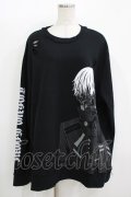 QOOZA / 東京喰種×QOOZA金木研 ダメージスウェット  ブラック H-25-11-08-051-PU-TO-KB-ZH