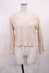 an another angelus / 袖口レース使いリブカットトップス Free IVORY H-25-11-08-1015-CA-TO-NS-ZH