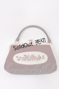 画像1: an another angelus / フレームローズ刺繍クロップドがま口バッグ  BORDEAUX H-25-11-08-1027-CA-BG-NS-ZH