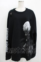 QOOZA / 東京喰種×QOOZA金木研 ダメージスウェット  ブラック H-25-11-08-052-PU-TO-KB-ZH