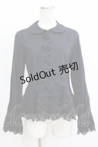 Moi-meme-Moitie / 巻薔薇裾レースブラウス 9 ブラック H-25-11-08-054-MO-BL-KB-ZH