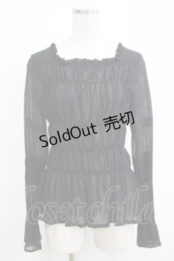 画像1: Moi-meme-Moitie / シャーリングブラウス 9 ブラック H-25-11-08-055-MO-BL-KB-ZH