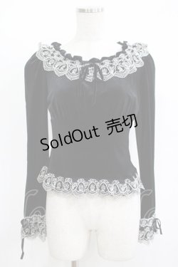 画像1: Moi-meme-Moitie / 燭台レースベロアトップス 2 ブラック H-25-11-08-056-MO-TO-KB-ZH