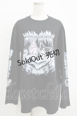 画像1: QOOZA / マイメロディ＆クロミコラボ L/S TEE  ブラック H-25-11-08-068-PU-TO-KB-ZH