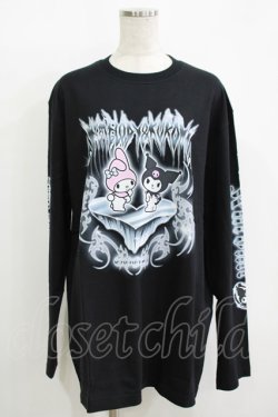 画像1: QOOZA / マイメロディ＆クロミコラボ L/S TEE  ブラック H-25-11-08-069-PU-TO-KB-ZH