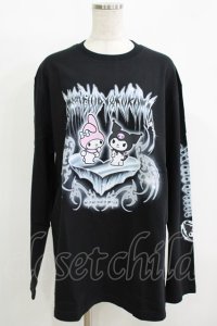 QOOZA / マイメロディ＆クロミコラボ L/S TEE  ブラック H-25-11-08-070-PU-TO-KB-ZH