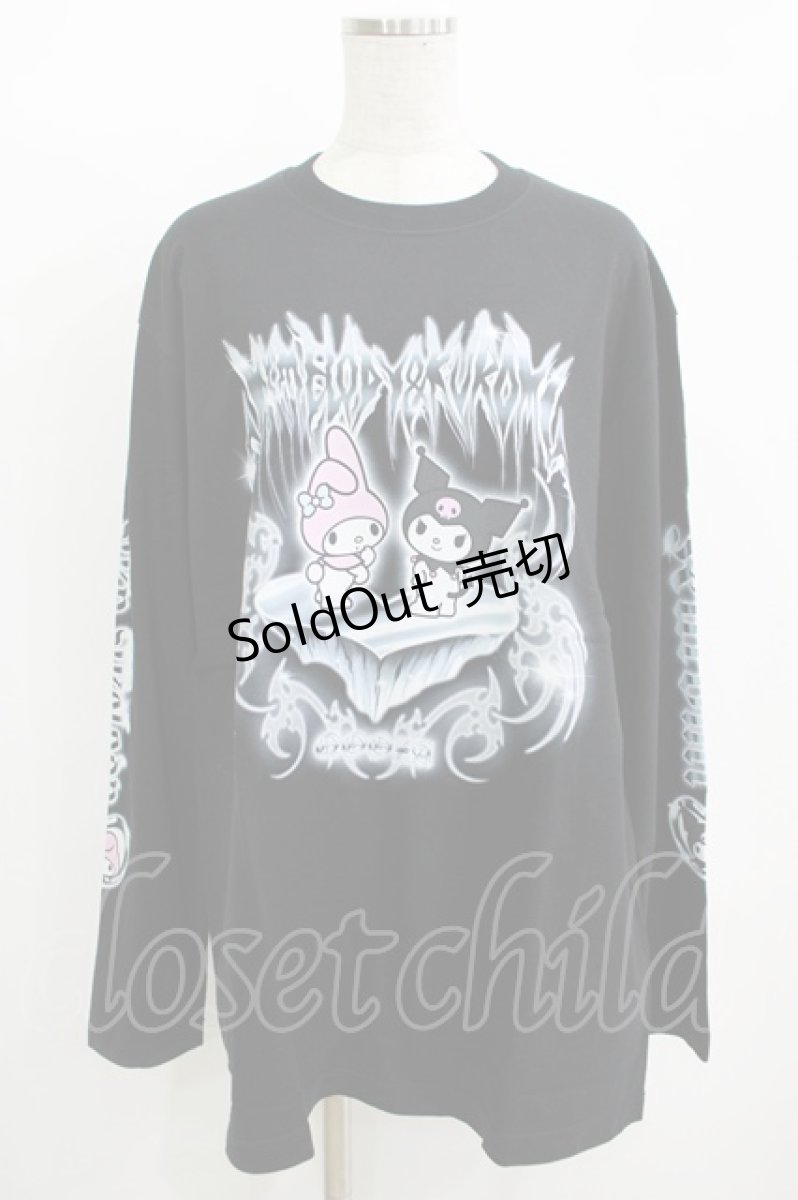 画像1: QOOZA / マイメロディ＆クロミコラボ L/S TEE  ブラック H-25-11-08-071-PU-TO-KB-ZH (1)