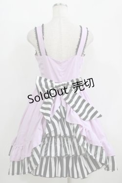 画像3: Dangerous nude / ストライプバッスルジャンパースカート  ラベンダー H-25-11-08-002-PU-OP-KB-ZH