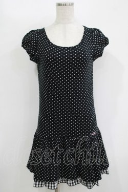 画像1: MILK / ドットギンガムワンピース  黒 H-25-11-08-020-ML-OP-KB-ZH