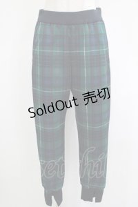 Jane Marple Dans Le Salon / ジャガードタータンチェックトラックパンツ  グリーン×ネイビー H-25-11-09-1040-JM-PA-KB-ZH