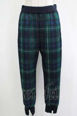画像1: Jane Marple Dans Le Salon / ジャガードタータンチェックトラックパンツ  グリーン×ネイビー H-25-11-09-1040-JM-PA-KB-ZH