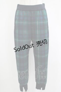 画像1: Jane Marple Dans Le Salon / ジャガードタータンチェックトラックパンツ  グリーン×ネイビー H-25-11-09-1040-JM-PA-KB-ZH