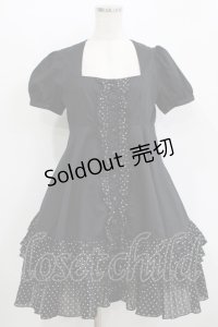 PEACE NOW / ドットフリルパフワンピース M 黒 H-25-11-09-1004-PU-OP-KB-ZH