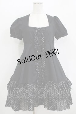 画像1: PEACE NOW / ドットフリルパフワンピース M 黒 H-25-11-09-1004-PU-OP-KB-ZH