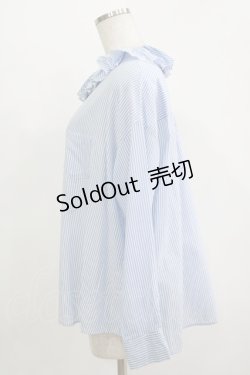 画像2: Jane Marple / ギャザーカラーストライプブラウス  サックス H-25-11-09-1042-JM-BL-KB-ZH