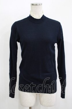 画像1: Jane Marple / レースハイネックニット  ネイビー H-25-11-09-1044-JM-TO-KB-ZH