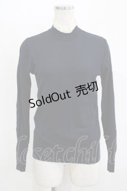 画像1: Jane Marple / レースハイネックニット  ネイビー H-25-11-09-1044-JM-TO-KB-ZH