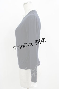 画像2: Jane Marple Dans Le Salon / プリーツフリルニット  ネイビー×ホワイト H-25-11-09-1045-JM-TO-KB-ZH