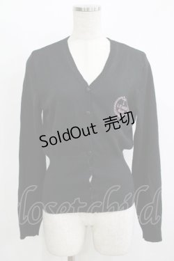 画像1: h.naoto Blood / ロゴ刺繍ニットカーディガン  ブラック H-25-11-09-1048-HN-TO-KB-ZH
