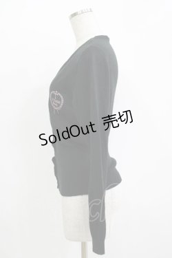 画像2: h.naoto Blood / ロゴ刺繍ニットカーディガン  ブラック H-25-11-09-1048-HN-TO-KB-ZH