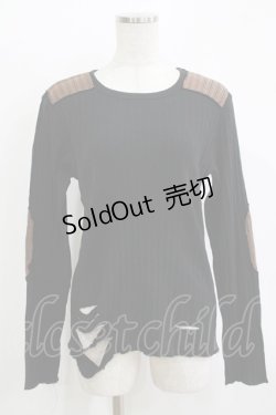 画像1: BPN FOR MEN / 配色ダメージパッチトップス  黒×茶 H-25-11-09-1049-GO-TO-KB-ZH