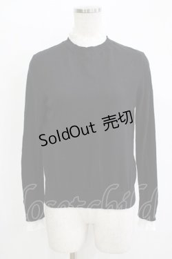 画像1: Jane Marple Dans Le Salon / Ripe cotton pleats frill sweater  black × off white H-25-11-09-1051-JM-TO-KB-ZH