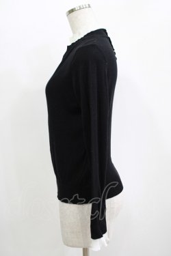 画像2: Jane Marple Dans Le Salon / Ripe cotton pleats frill sweater  black × off white H-25-11-09-1051-JM-TO-KB-ZH