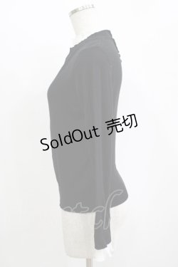 画像2: Jane Marple Dans Le Salon / Ripe cotton pleats frill sweater  black × off white H-25-11-09-1051-JM-TO-KB-ZH