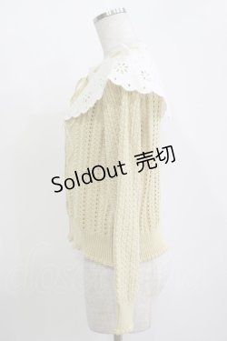 画像2: Jane Marple / カットワークカラー付ニットカーディガン  イエロー H-25-11-09-1052-JM-TO-KB-ZH