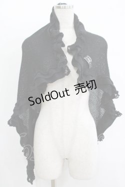 画像1: h.naoto Blood / ニットストール  黒 H-25-11-09-1056-HN-ZA-KB-ZH