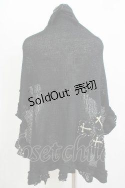 画像2: h.naoto Blood / ニットストール  黒 H-25-11-09-1056-HN-ZA-KB-ZH