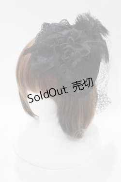 画像1: MorunxMuunaStoik / フェザーコサージュミニハット  黒 H-25-11-09-1064-EL-AC-KB-ZH