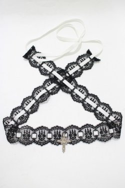 画像2: Moi-meme-Moitie / 燭台レース飾り  黒レース×白リボン H-25-11-09-1072-MO-ZA-KB-ZH