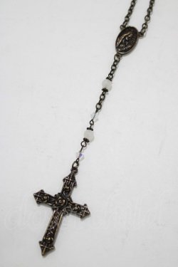 画像1: Moi-meme-Moitie / ローズ十字架ロザリオネックレス  ホワイト H-25-11-09-1073-MO-AC-KB-ZH